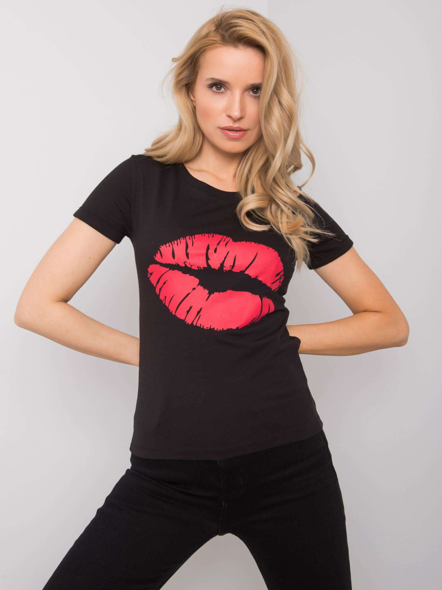 Czarny t-shirt z nadrukiem Tiziana OCH BELLA