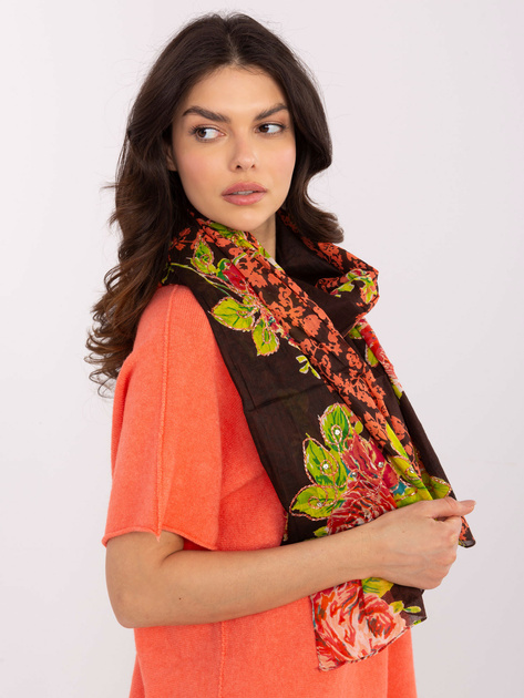 Hurt Ciemnobrązowa chusta z błyszczącą nitką