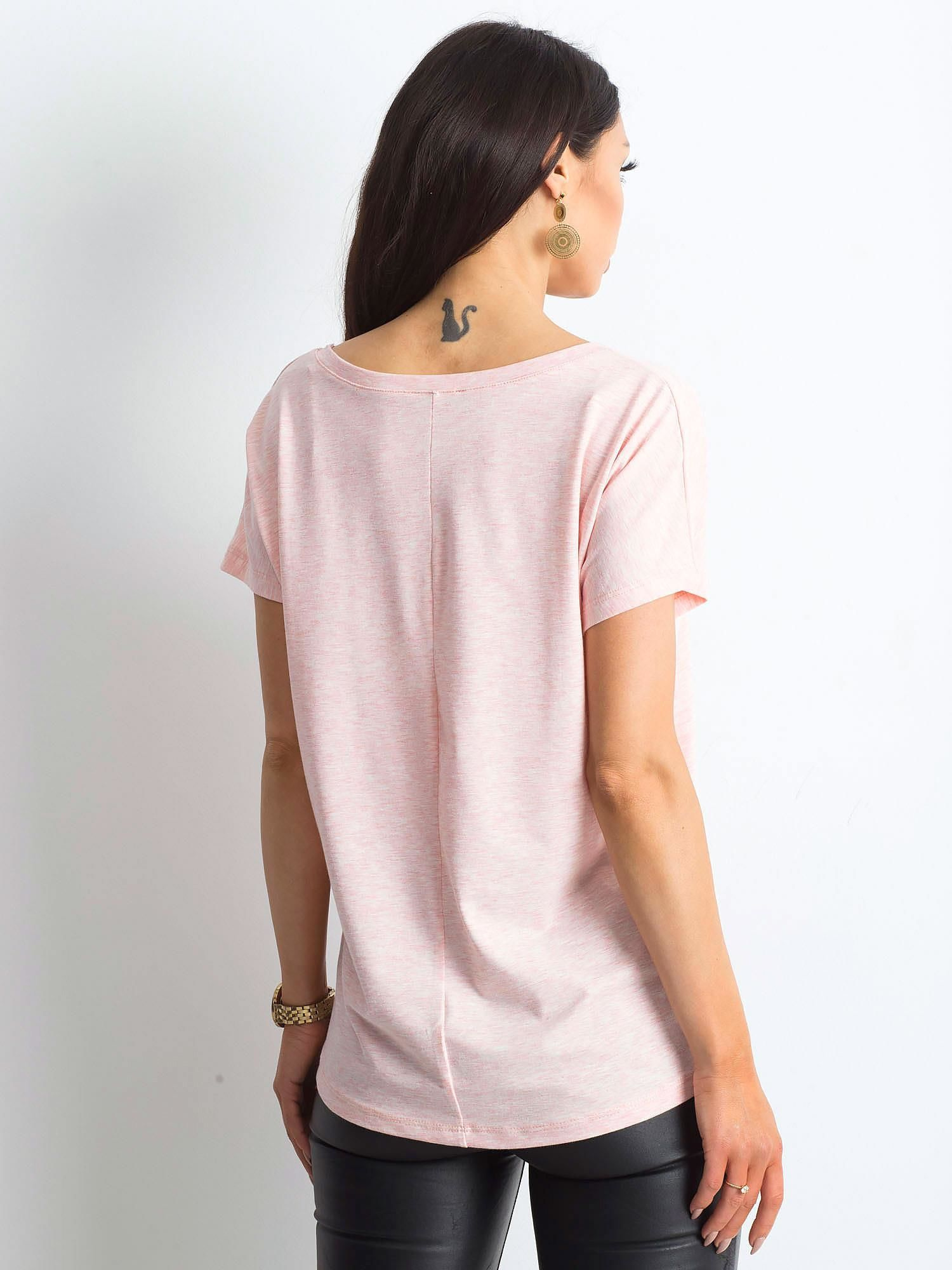 Jasnoróżowy melanżowy t-shirt Emory