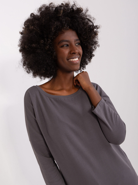 Hurt Grafitowa bluzka basic ze ściągaczem Fiona BASIC FEEL GOOD