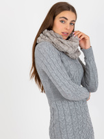 Hurtownia Szary zimowy komin ze sztucznego futerka  