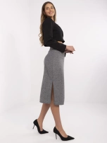 Hurt Szaro-czarna dzianinowa spódnica z rozcięciem