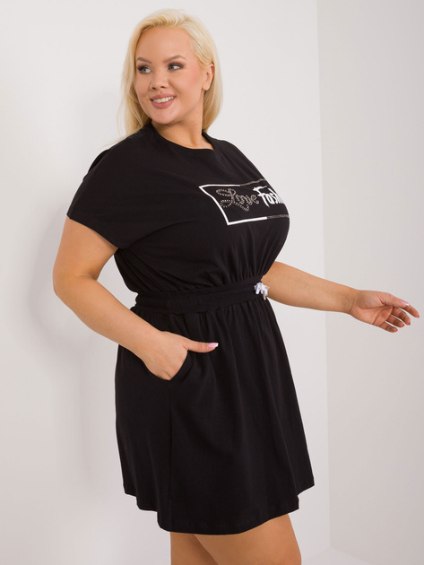 Hurt Czarna mini sukienka plus size z napisem