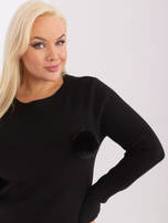 Hurt Czarny dzianinowy sweter plus size z wiskozą