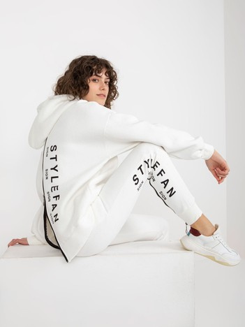 Hurt Ecru damski komplet dresowy z napisami i zamkami