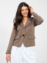 Brown tracksuit blazer with faux pockets.