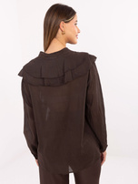 Brązowa damska bluzka z wiązanym dekoltem