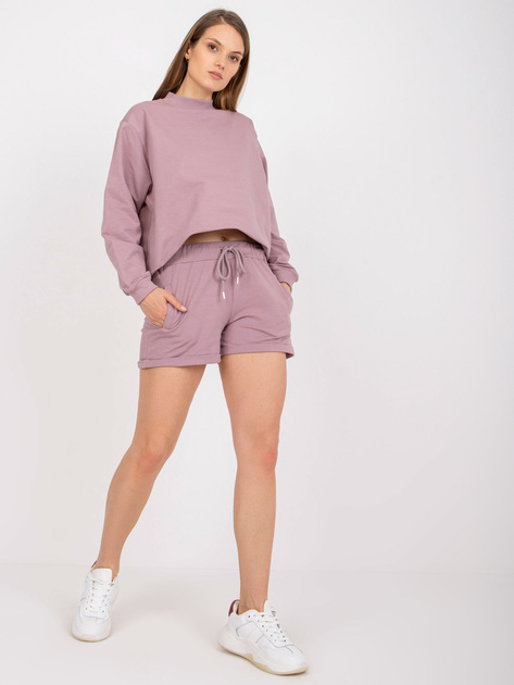 Brudnoróżowe dresowe szorty basic z kieszeniami