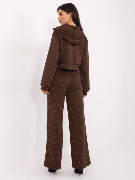 Brązowy damski komplet z dzianiny typu pique
