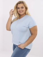 Jasnoniebieska bluzka plus size w jednolitym kolorze