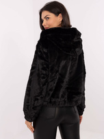 Hurtownia Czarna damska kurtka miś z suwakiem