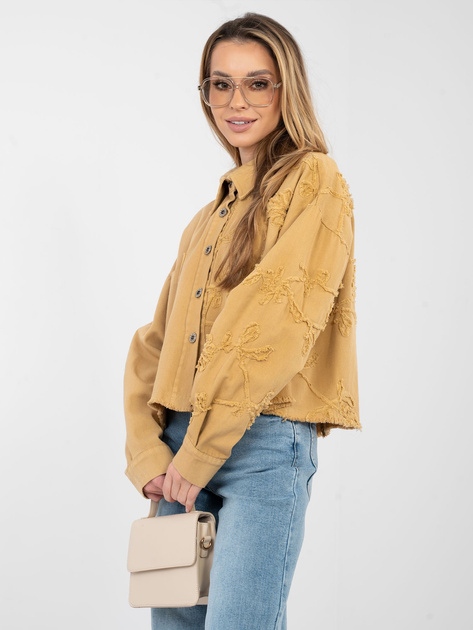 Camelowa jeansowa kurtka z kieszenią RUE PARIS