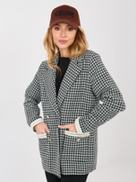 Czarno-zielona dwurzędowa marynarka w kratkę 