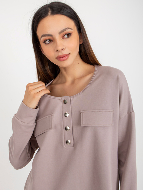 Hurt Ciemnobeżowy bawełniany komplet dwuczęściowy