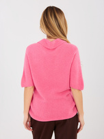 Ciemnoróżowy sweter oversize z kołnierzykiem