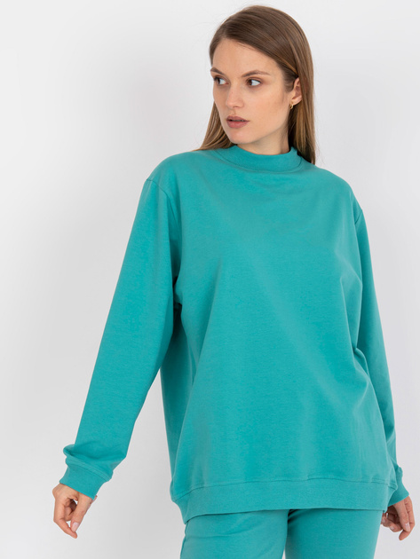 Turkusowa dresowa bluza basic o fasonie oversize