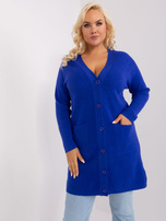 Hurt Kobaltowy damski sweter rozpinany plus size