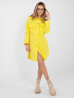  Żółta sukienka szmizjerka z kołnierzykiem RUE PARIS 