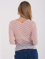 Jasnoróżowa krótka bluzka z koronki