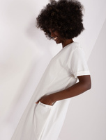 Ecru damska t-shirtowa sukienka z bawełny