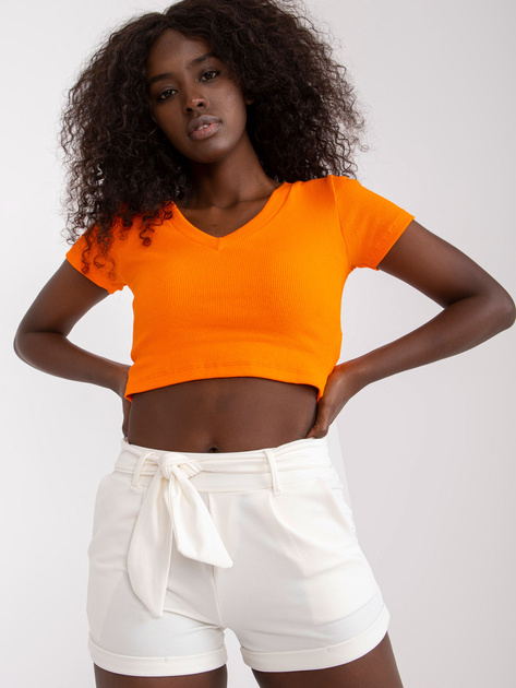 Ecru damskie szorty casualowe z wiązaniem RUE PARIS