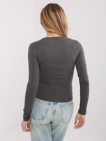 Grafitowa dopasowana bluzka basic z bawełny