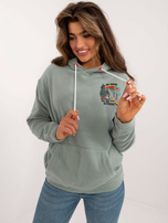 Hurtownia Pistacjowa damska bluza kangurka z nadrukami SUBLEVEL