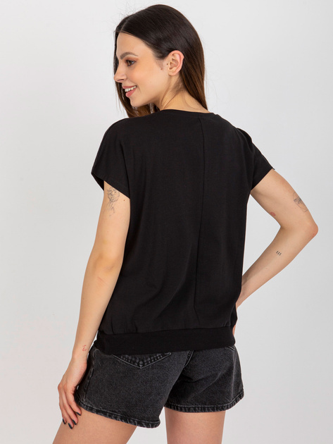 Hurt Czarna bluzka bawełniana z nadrukiem RUE PARIS