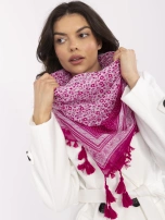 Fuksjowa damska chusta w kwiaty