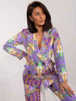 Hurt Liliowy elegancki komplet damski z marynarką