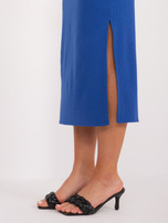 Hurt Kobaltowa prążkowana spódnica basic z rozcięciem