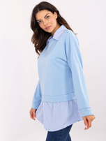 Hurt Jasnoniebieska damska bluzka z koszulowymi elementami