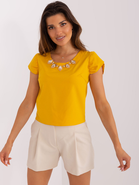 Hurtownia Ciemnożółta damska bluzka wizytowa