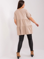 Hurt Beżowa długa bluzka plus size z bawełny