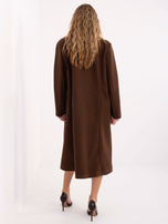 Ciemnobrązowy długi płaszcz z kieszeniami