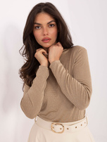 Ciemnobeżowa elegancka bluzka z półgolfem RUE PARIS 