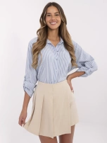 Beżowe plisowane spódnico-szorty z gumką w pasie