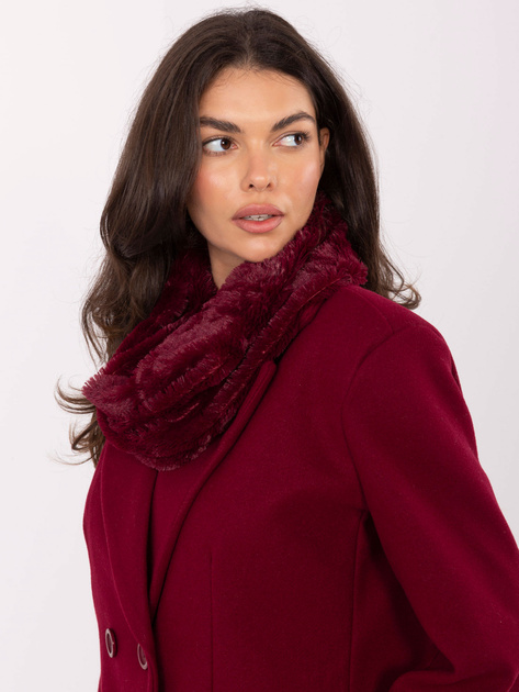 Burgundowy ciepły komin damski