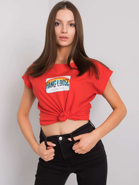 Czerwony t-shirt z nadrukiem Aloha