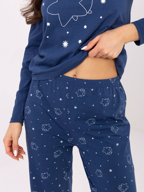Ciemnoniebieska bawełniana piżama w gwiazdki