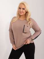 Hurt Ciemnobeżowa bluzka plus size z bawełny 