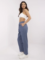 Ciemnoniebieskie melanżowe spodnie z wiązaniem