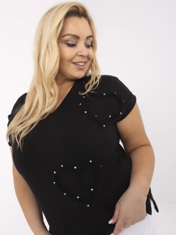 Czarna casualowa bluzka plus size ze ściągaczem