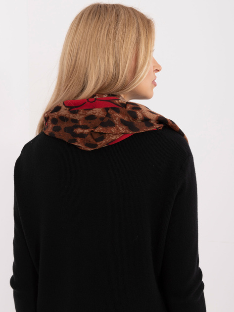 Hurtownia Brązowy damski komin w kwiaty i panterkę