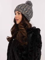 Hurtownia Szara dzianinowa czapka damska