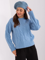 Hurt Brudnoniebieski jednokolorowy beret damski