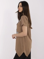 Jasnobrązowa asymetryczna bluzka z bawełny