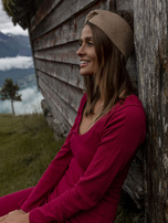 Bordowa sukienka z długim rękawem RUE PARIS 