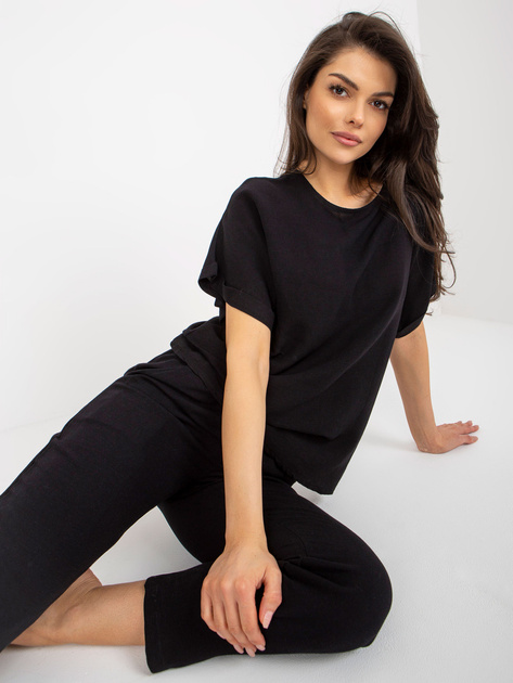 Hurt Czarny komplet letni z dodatkiem lnu RUE PARIS