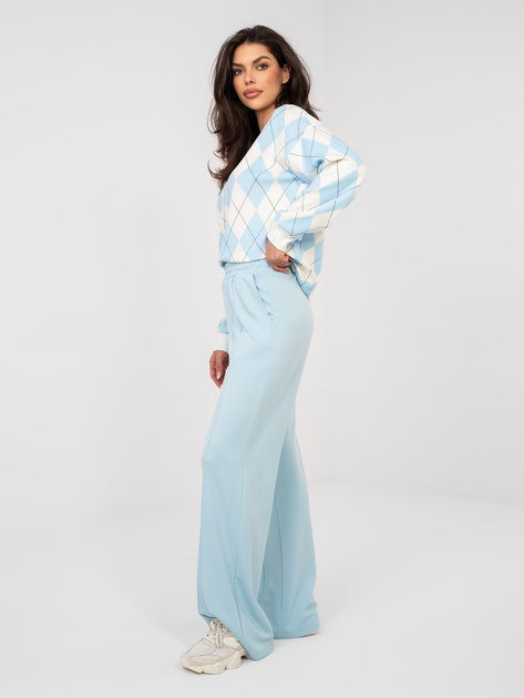 Pastelowe niebieskie spodnie basic wide leg RUE PARIS